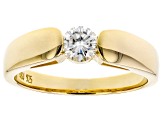 Moissanite 14k Yellow Gold Over Silver Mens Ring .60ct DEW.