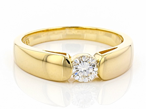 Moissanite 14k Yellow Gold Over Silver Mens Ring .60ct DEW.