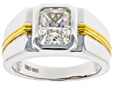 Moissanite Two Tone Platineve Mens Ring 2.70ct DEW