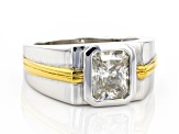 Moissanite Two Tone Platineve Mens Ring 2.70ct DEW