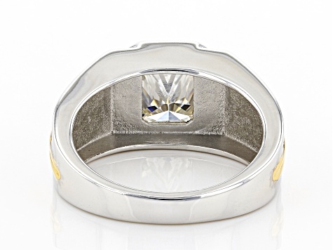 Moissanite Two Tone Platineve Mens Ring 2.70ct DEW