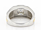 Moissanite Two Tone Platineve Mens Ring 2.70ct DEW