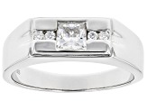 Moissanite Platineve Mens Ring .79ctw DEW.