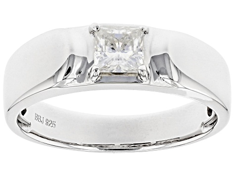 Moissanite Platineve Mens Ring .80ct DEW.