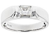 Moissanite Platineve Mens Ring .80ct DEW.