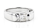 Moissanite Platineve Mens Ring .80ct DEW.
