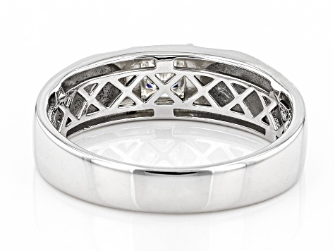 Moissanite Platineve Mens Ring .80ct DEW.