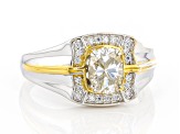 Moissanite platineve two tone mens ring 1.70ctw DEW.