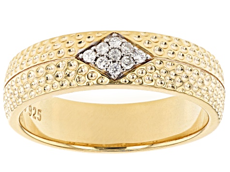 Moissanite 14k Yellow Gold Over Silver Mens Ring .09ctw DEW.