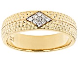 Moissanite 14k Yellow Gold Over Silver Mens Ring .09ctw DEW.
