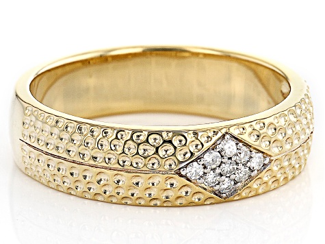 Moissanite 14k Yellow Gold Over Silver Mens Ring .09ctw DEW.