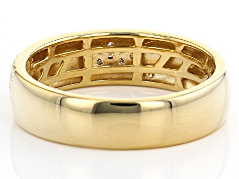 Moissanite 14k Yellow Gold Over Silver Mens Ring .09ctw DEW.