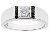 Moissanite And Black Diamond Platineve Mens Ring .50ct DEW.