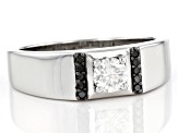 Moissanite And Black Diamond Platineve Mens Ring .50ct DEW.