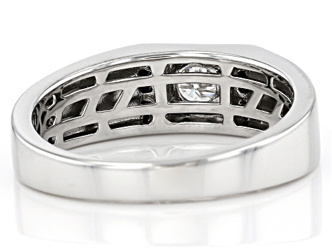 Moissanite And Black Diamond Platineve Mens Ring .50ct DEW.