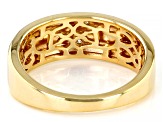 Moissanite 14k yellow gold over silver mens ring .12ctw DEW.