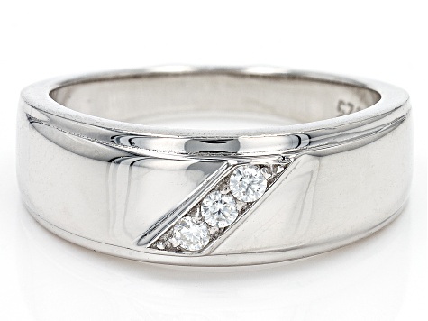 Moissanite platineve mens ring .12ctw DEW.