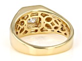 Moissanite 14k yellow gold over silver mens ring 1.14ctw DEW.