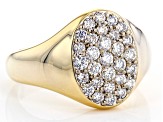 Moissanite 14k yellow gold over silver mens ring 1.05ctw DEW.