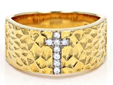 Moissanite 14k Yellow Gold Over Silver Men's Ring .16ctw DEW.