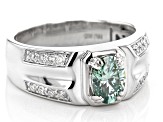Green and Colorless Moissanite Platineve Mens Ring 1.22ctw DEW.