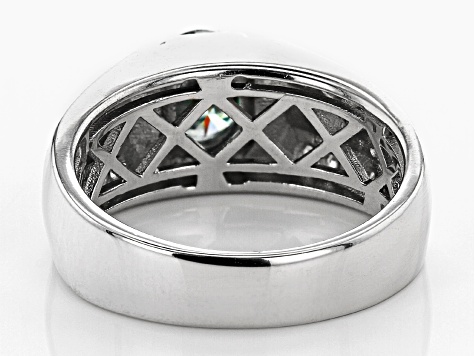 Green and Colorless Moissanite Platineve Mens Ring 1.22ctw DEW.