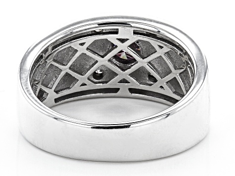 Purple and Colorless Moissanite Platineve Mens Ring .68ctw DEW.