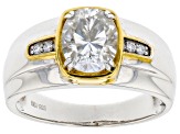 Moissanite Platineve With 14k Yellow Gold Accent Mens Ring 3.08ctw DEW.