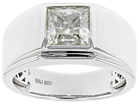 Moissanite Platineve  Solitaire Mens Ring 2.30ct DEW.