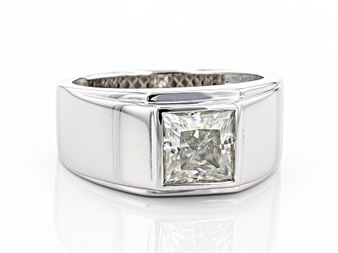 Moissanite Platineve  Solitaire Mens Ring 2.30ct DEW.