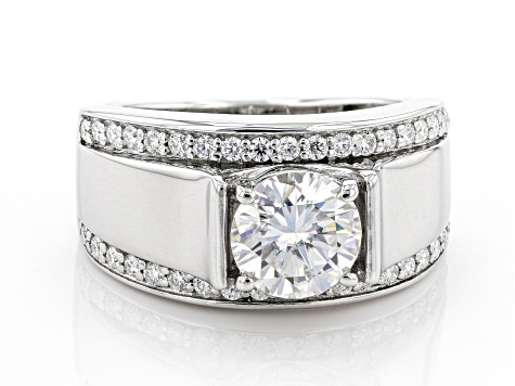 Moissanite Platineve Mens Ring 2.66ctw DEW.