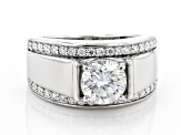 Moissanite Platineve Mens Ring 2.66ctw DEW.