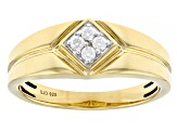 Moissanite 14k Yellow Gold Over Silver Mens Ring .12ctw DEW.