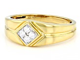 Moissanite 14k Yellow Gold Over Silver Mens Ring .12ctw DEW.