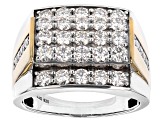 Moissanite platineve and 14k yellow gold over platineve mens ring 2.74ctw DEW.