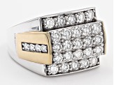 Moissanite platineve and 14k yellow gold over platineve mens ring 2.74ctw DEW.