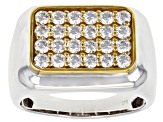 Moissanite platineve and 14k yellow gold over platineve mens ring 1.44ctw DEW.