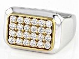 Moissanite platineve and 14k yellow gold over platineve mens ring 1.44ctw DEW.