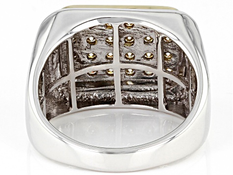 Moissanite platineve and 14k yellow gold over platineve mens ring 1.44ctw DEW.