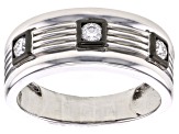 Moissanite platineve and black rhodium over silver men's ring .30ctw DEW.