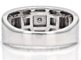 Moissanite platineve and black rhodium over silver men's ring .30ctw DEW.