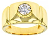 Moissanite 14k yellow gold over sterling silver mens ring 1.00ct DEW.