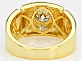 Moissanite 14k yellow gold over sterling silver mens ring 1.00ct DEW.