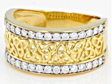 Moissanite 14k yellow gold over sterling silver mens ring 1.02ctw DEW.