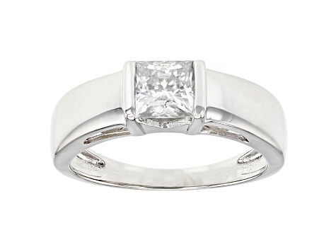 Moissanite platineve mens ring 1.30ct DEW.