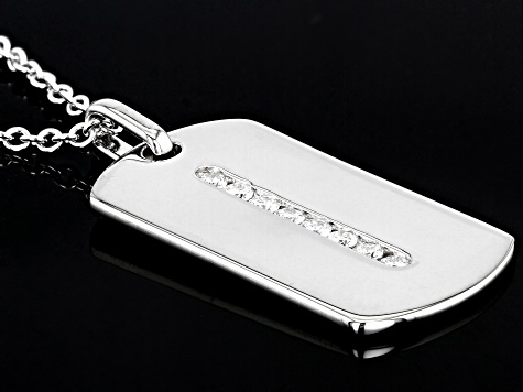 Moissanite Platineve Mens Dog Tag Pendant With Cable Chain 0.48ctw DEW.