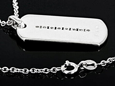 Moissanite Platineve Mens Dog Tag Pendant With Cable Chain 0.48ctw DEW.