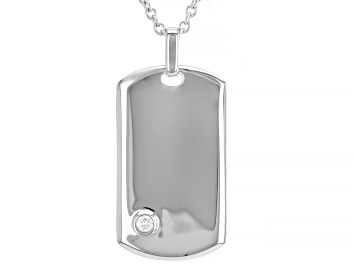 Picture of Moissanite Platineve Mens Dog Tag Pendant With Cable Chain .10ct DEW.
