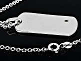 Moissanite Platineve Mens Dog Tag Pendant With Cable Chain .10ct DEW.