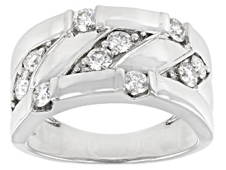 Moissanite platineve men's wide band ring 1.00ctw DEW.